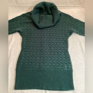 Maurice's Women's Green Cowl Neck Hunter Green Wool Blend Sweater Size Small